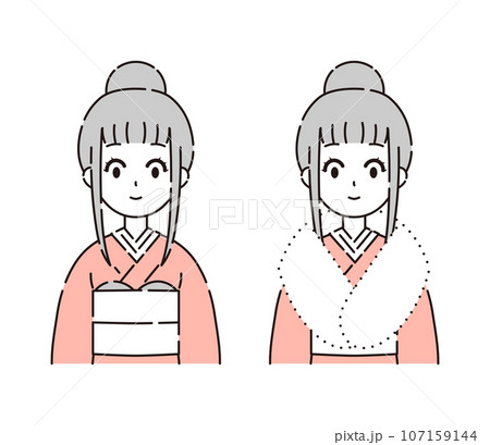着物の女性(上半身)のベクターイラスト 107159144