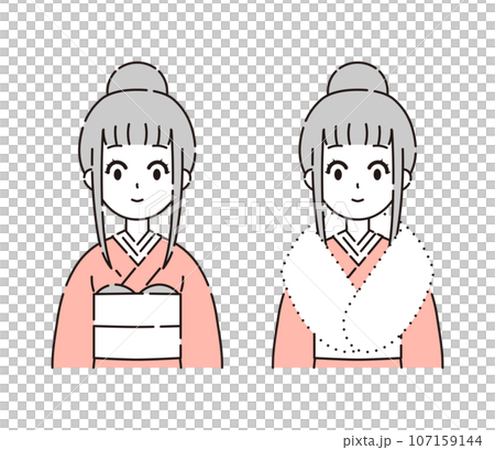 着物の女性(上半身)のベクターイラスト 107159144