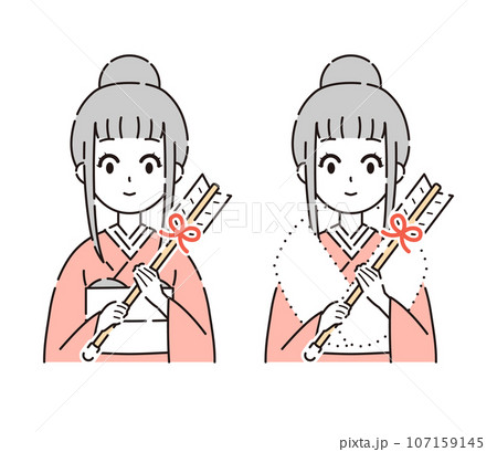 破魔矢を持った女性のベクターイラスト 107159145