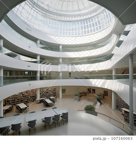 Generative Ai Illustration. Atrium Library. High quality photo 107160063