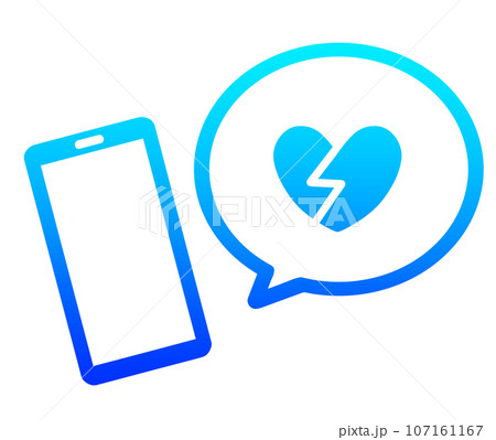 ひび割れたハートマークとスマホ 107161167