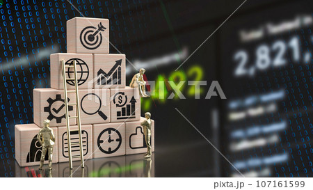 The Business icon on wood Chart Background  3d rendering. 107161599