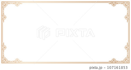 rectangle frame corner ornamental design with golden colors isolated on white backgrounds for place for text. Floral golden border. Lace illustration for invitations and greeting cards, certificates 107161853