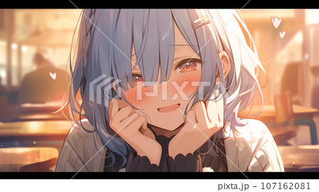 放課後、机を挟んで談笑する女の子 107162081