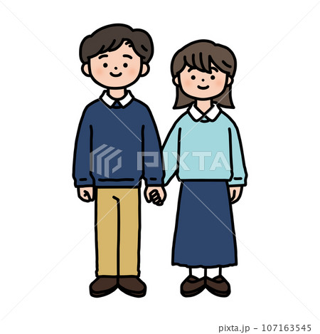手を繋いでいる男性と女性 107163545