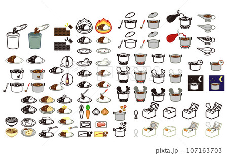 カレーイラストアイコン詰め合わせセット 107163703