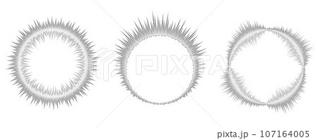 Circle sound wave. Audio music equalizer. Round circular icons set. Spectrum radial pattern and frequency frame. Vector design 107164005