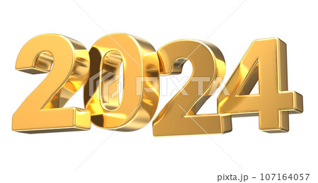 3d rendering gold metal number 107164057