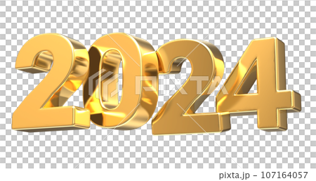 3d rendering gold metal number 107164057