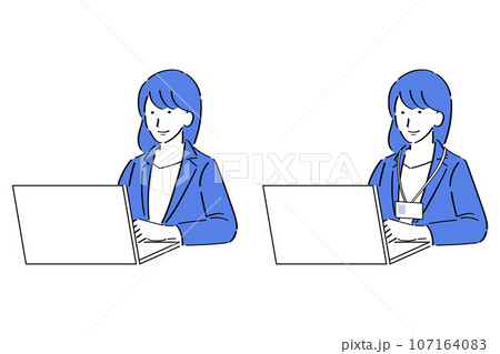 PCを操作しているジャケット女性 PCを操作しているジャケット女性 107164083