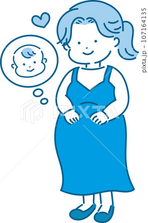 妊婦さんとお腹の胎動を気にする妊婦 妊婦さんとお腹の胎動を気にする妊婦 107164135