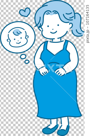 妊婦さんとお腹の胎動を気にする妊婦 妊婦さんとお腹の胎動を気にする妊婦 107164135