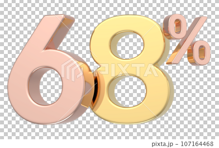 3d rendering gold metal number 107164468