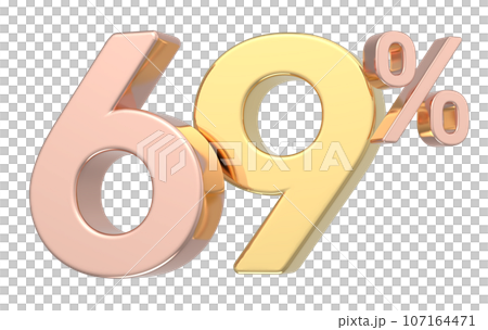 3d rendering gold metal number 107164471