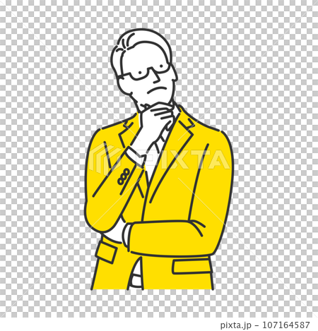 A male businessperson thinking about narrowing down ideas 107164587