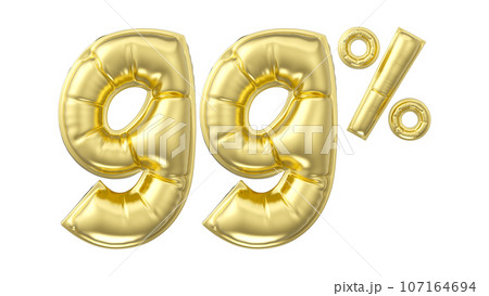 3d rendering gold metal number 107164694