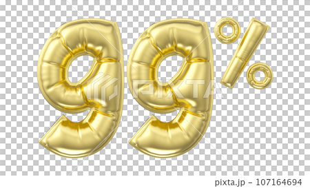3d rendering gold metal number 107164694