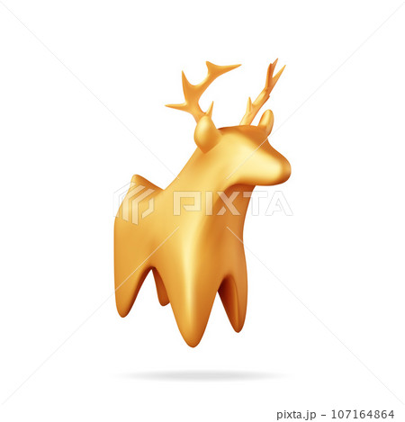 3D Christmas Deer Statue Isolated 3D Christmas Deer Statue Isolated 107164864