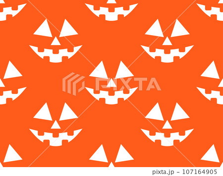 Halloween seamless pattern with scary faces. Halloween carved pumpkin face. Happy Halloween October 31st, Jack-o-lantern. Festive design for wallpaper, wrapping paper and poster. Vector illustration Halloween seamless pattern with scary faces. Halloween carved pumpkin face. Happy Halloween October 31st, Jack-o-lantern. Festive design for wallpaper, wrapping paper and poster. Vector illustration 107164905