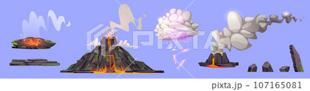 Set of volcanic landscape design elements 107165081