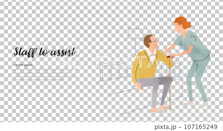 Vector illustration material: Nursing care, senior men and nursing staff Vector illustration material: Nursing care, senior men and nursing staff 107165249