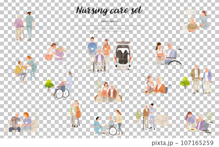 ベクターイラスト素材：介護、仕事、人物セット 107165259