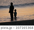 海辺で遊ぶ親子 107165368