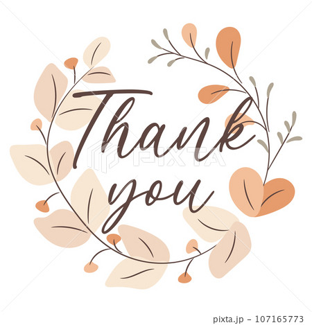 Thank you. Abstract foliage wreath. Vector 107165773