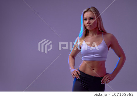 sexy awesome blonde woman with her hands on her hips has rest sexy awesome blonde woman with her hands on her hips has rest 107165965