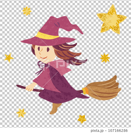 十月萬聖節女巫和明星插畫 107166286