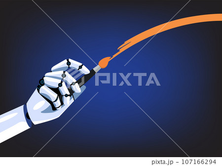 Artificial Intelligence hand hold artistic paint brush 107166294