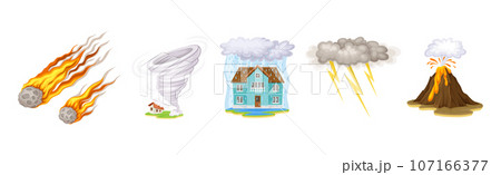 Natural Disaster with Elemental Calamities and Catastrophe Vector Set 107166377