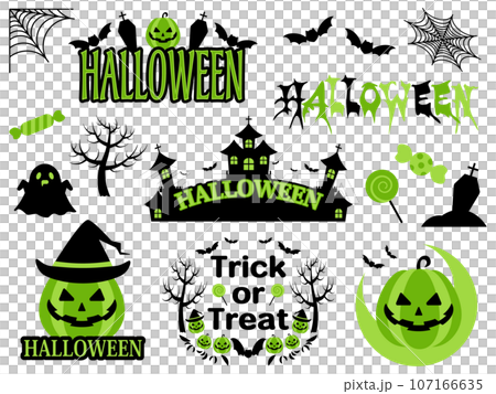 Halloween logo and decoration set green 107166635