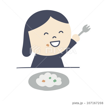 ごはんを食べる女の子のイラスト 107167208