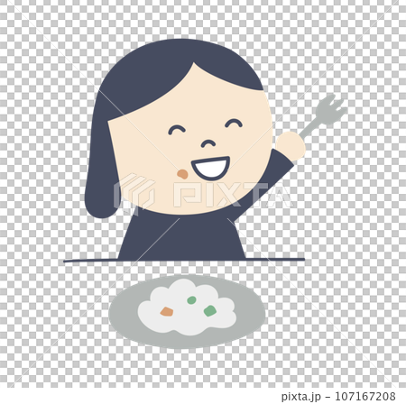 ごはんを食べる女の子のイラスト 107167208