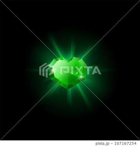 Glowing crystal heart shape, game award element, vector faceted precious rocks, jewelry or gem stones, decoration item Glowing crystal heart shape, game award element, vector faceted precious rocks, jewelry or gem stones, decoration item 107167254