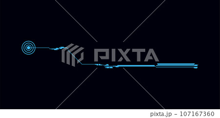 Futuristic design element, circle and line, vector illustration isolated on black. Futuristic design element, circle and line, vector illustration isolated on black. 107167360