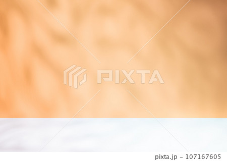 Empty Studio 3d exhibition background - pastel creamy beige and white stage  107167605