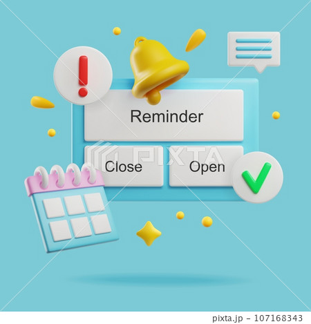 Online reminder, notification 3D style, vector illustration 107168343