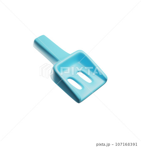 Blue scoop for pet poop in cute 3d style, vector illustration isolated on white background. 107168391