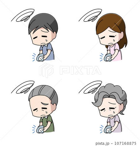 ご飯の量を減らす男女のイラスト4パターン ご飯の量を減らす男女のイラスト4パターン 107168875