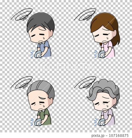 ご飯の量を減らす男女のイラスト4パターン ご飯の量を減らす男女のイラスト4パターン 107168875