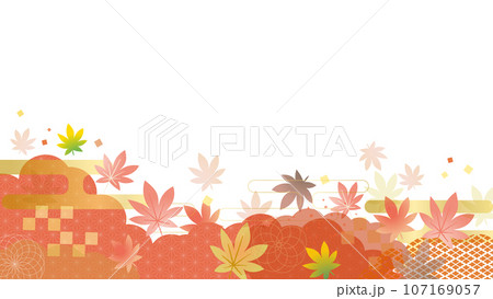 紅葉したモミジの葉のベクターフレーム画像 紅葉したモミジの葉のベクターフレーム画像 107169057