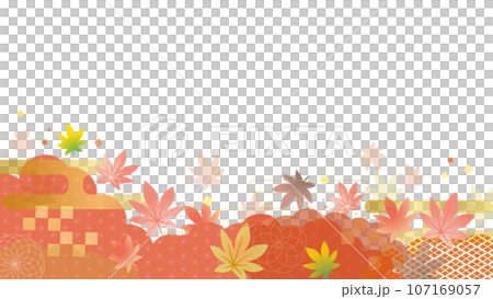紅葉したモミジの葉のベクターフレーム画像 紅葉したモミジの葉のベクターフレーム画像 107169057