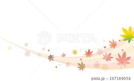 紅葉したモミジの葉のベクターフレーム画像 107169058