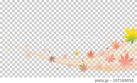 紅葉したモミジの葉のベクターフレーム画像 107169058