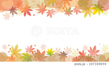 紅葉したモミジの葉のベクターフレーム画像 107169059