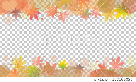 紅葉したモミジの葉のベクターフレーム画像 107169059
