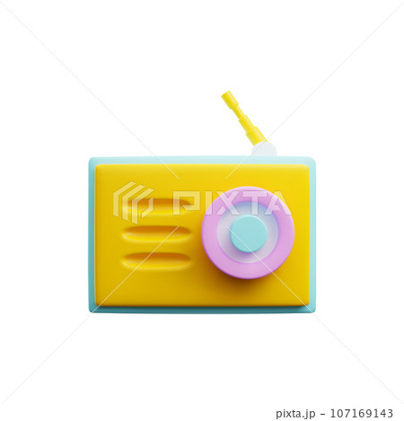 Bright realistic yellow retro radio 3D style, vector illustration Bright realistic yellow retro radio 3D style, vector illustration 107169143