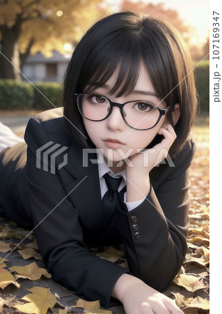 夕日の紅葉と女の子●AI生成画像 107169347